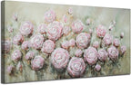 Arjun Pink Rose Wall Art Flower Canvas Painting 3D Textured Floral Silver Grey Artwork Living Room Modern Abstract Petals Tranquil Framed for Bedroom Home Office Wall Decor, Extra Large 58"x29"