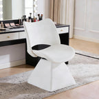 Swivel Dining Chair, Modern Faux Leather Kitchen Chair, Upholstered Armless Side Chair with Metal Base for Dining Room, Desk, Vanity, 1 PCS (White)