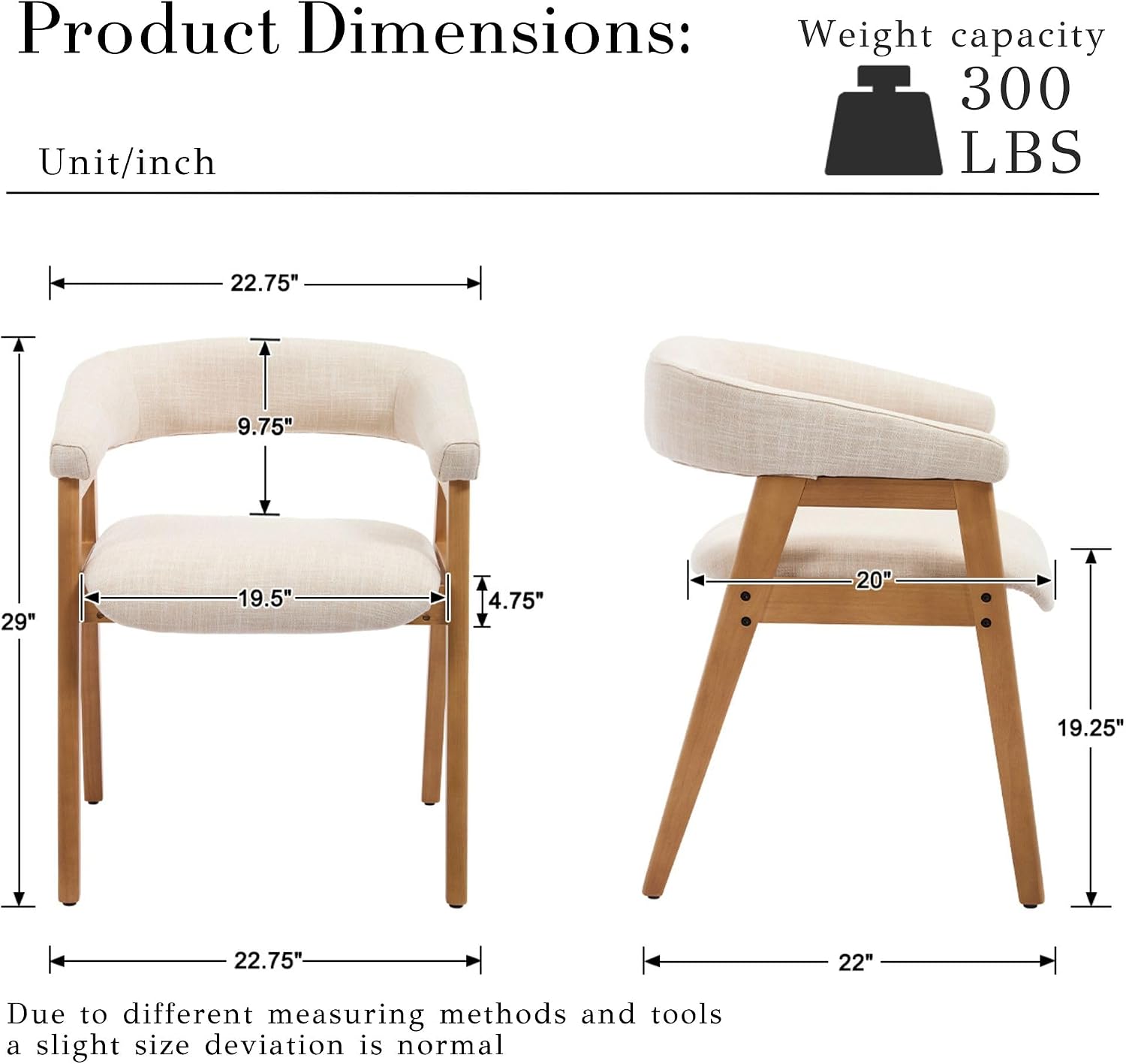 BESTANO Dining Chairs Set of 6, Modern Farmhouse Beige Linen Upholstered Kitchen Chairs with Arms, Solid Wood Legs, Elegant Padded Side Chairs for Home Dining Room
