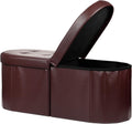 AmasSmile Storage Ottoman Bench, Foot Rest with Partitioned Storage in a Oval Design, Reinforced, End of Bed Storage Bench (Brown(Leather), 34"*13"*13"inch)