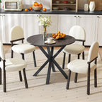 GOFLAME 36” Round Dining Table for 4 People, Wooden Kitchen Table with Intersecting Trestle Legs, Farmhouse Dinner Table for Dining Room, Living Room, Restaurant, Small Space, Dark Grey