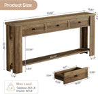 Tribesigns 70.9-Inch Long Console Table with 3 Drawers, Farmhouse Entryway Table with Storage, Rectangular Narrow Sofa Table Behind the Couch, Accent Table for Hallway, Living Room, Entry, Brown