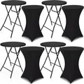 Wenqik 4 Sets 32"x43" High Top Folding Cocktail Tables & Cover,Black | Bar Height Portable Stands with Spandex Covers, Removable Legs for Easy Storage, Ideal for Parties Weddings Events
