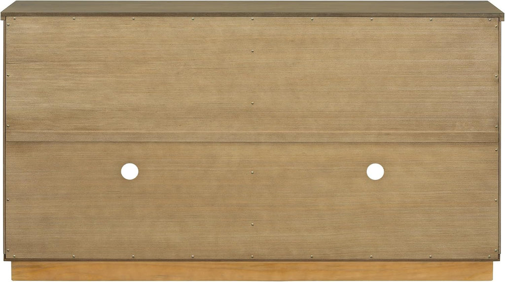 SOFTSEA Farmhouse 58" Sideboard with Adjustable Shelves, Glass Arch Buffet Cabinet for Kitchen and Living Room, Old Pine