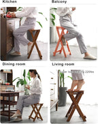 SAZDFY Folding Wood Barstools,Kitchen Counter Height Stool Portable Bar Stool with Footrest,Collapsible Stool Chair for Home Breakfast Party,No Need to Install,White,35x29x62cm