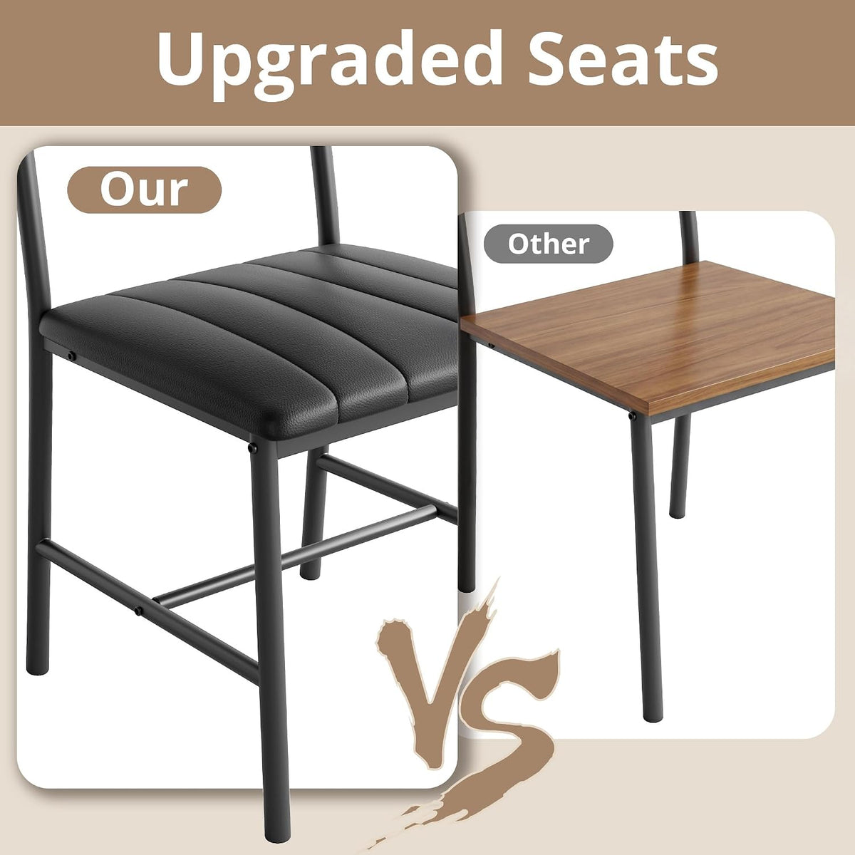 IRONCK Dining Table Set for 4, Kitchen Table with Upholstered Bench and 2 Chairs, Kitchen Table and Chairs Set for Small Space, Apartment, Walnut