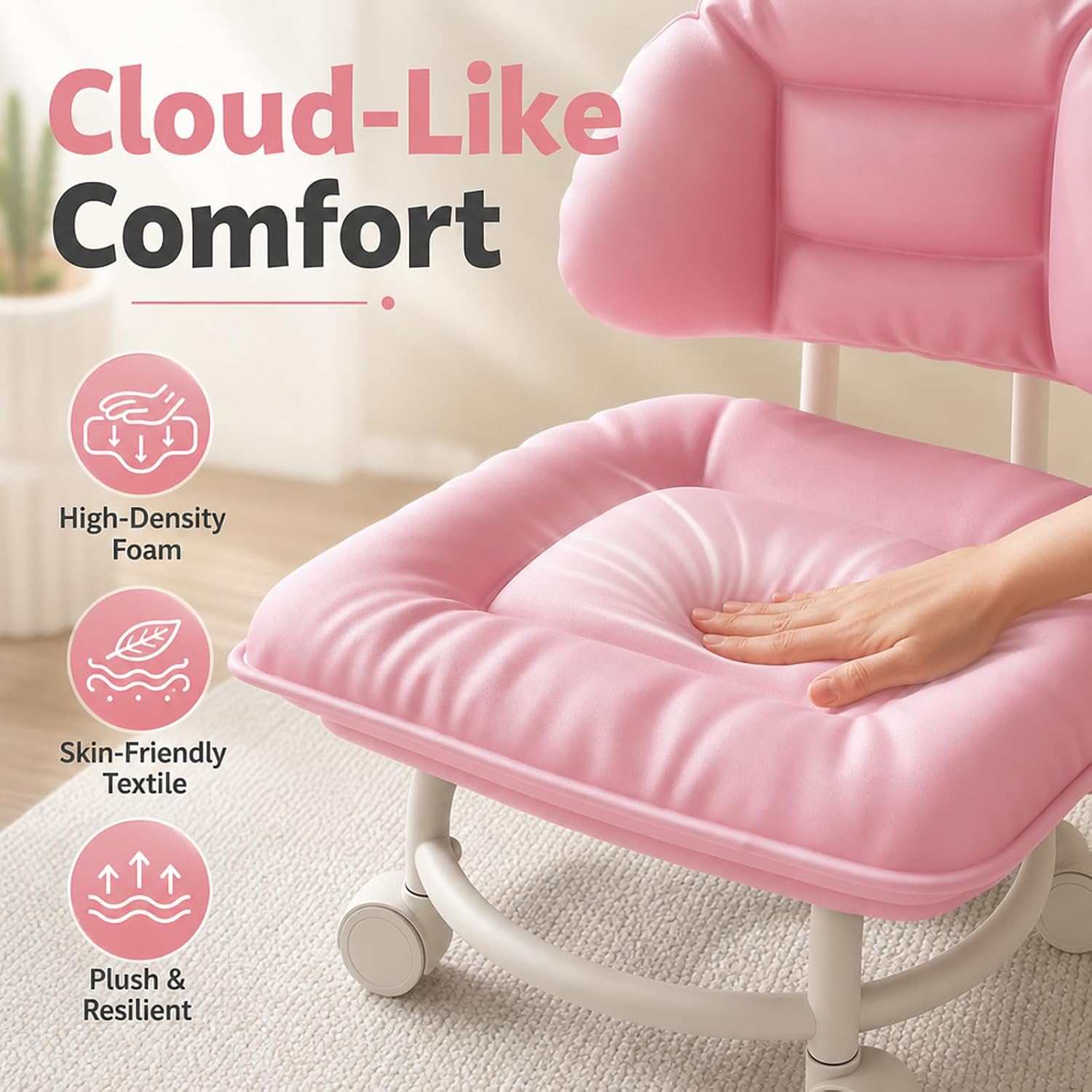 Rolling Low Stool with Backrest, Cloud Comfort Swivel Stool，Gray | Rolling Backrest Chair with Padded Seat & 360° Silent Casters, Cloud-Soft Cushion for Workshops, Garages, Studios, Home