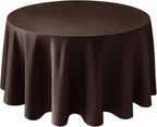 Biscaynebay Textured Fabric Round Tablecloths 90", Brown Water Resistant Table Cloths Circle Folding Table Covers Linen for Dining, Kitchen, Wedding, Parties etc. Machine Washable