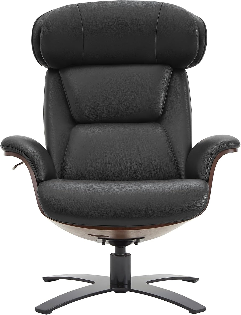 CHITA Genuine Leather Reclining Swivel Accent Chair with Ottoman, Black | Eames Swivel Chair with Adjustable Backrest and Headrest for living Room & Office, 34.3"Dx31.1"Wx39.4"H, 350 Lbs Capacity