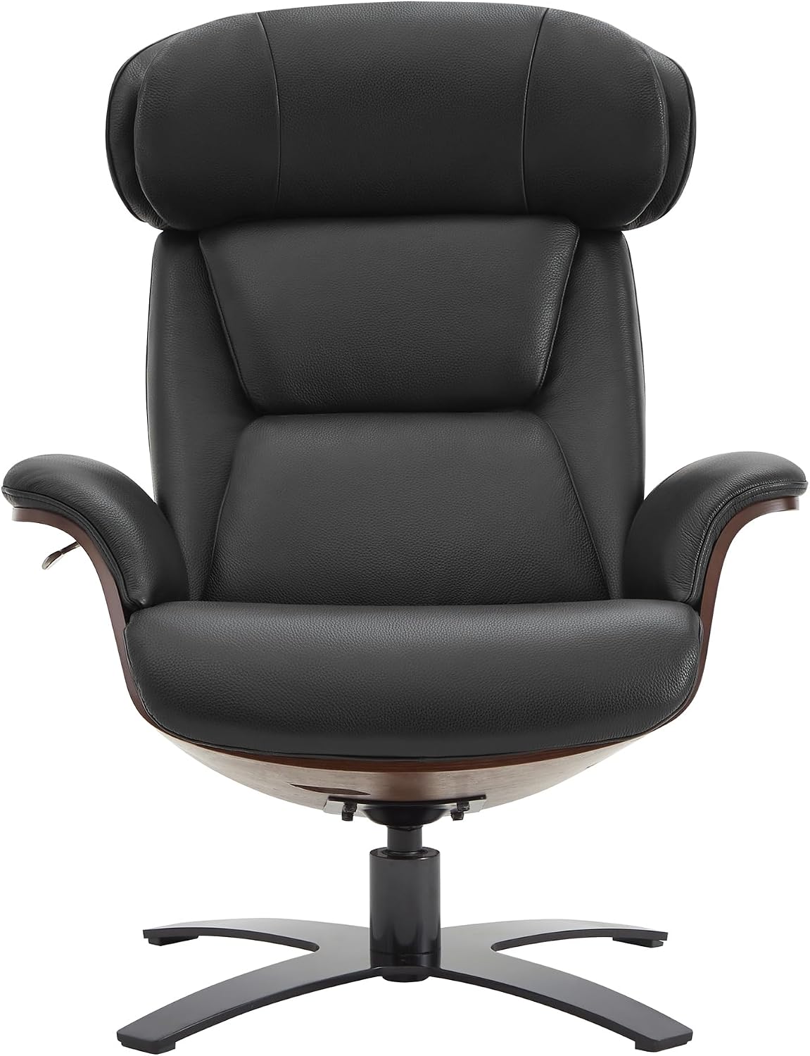 CHITA Genuine Leather Reclining Swivel Accent Chair with Ottoman, Black | Eames Swivel Chair with Adjustable Backrest and Headrest for living Room & Office, 34.3"Dx31.1"Wx39.4"H, 350 Lbs Capacity