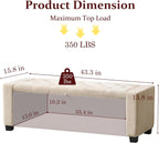 Royal Windsor Ottoman with Storage,Tufted Storage Bench for Bedroom | End of Bed Storage Bench,Holds up to 350 lb,Upholstered Bench with Seating for Living Room,Entryway,Linen Beige