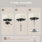 LITZFUR Adjustable Vanity Stool, Swivel Makeup Chair for Vanity, White | Flower Shaped Vanity Chair, Patterned Small Ottoman Footrest for Bathroom, Bathroom, Living Room