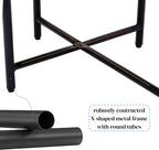 2 Tier Oval Side Table, Modern X-Leg End Table with Round Storage Tray, Black Metal Frame & Wooden Tabletop Design for Living Room, Bedroom & Office (Black)