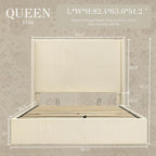 Yechen Queen Bed Frame with Lift Up Storage, 51.2" Tall Headboard and Upholstered Wingback Platform Bed Frame, Hydraulic Support, No Box Spring Needed, Beige Corduroy