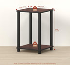 Handa 2-Tier Side Table, Set of 2 End Table, Night Stand, for Living Room, Bedroom, Dark Mahogany/Black
