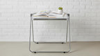 Folding TV Tray Table, Acrylic Foldable Side Desk - No Assembly, Space Saving Tiny Portable Laptop Desk for Small Spaces, Couch, Bedroom, Dorm (Clear)