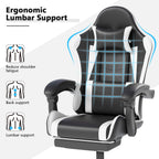 OS MOTOR Gaming Chair with Headrest and Lumbar Support, White | Ergonomic High Back Office Chair, Racing Style Executive Computer Desk Chair, Leather Adjustable Swivel Task Chair, Home
