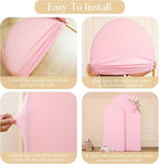 7.2FT 6FT Arch Backdrop Cover for Wedding, Set of 2 Stretchy Spandex Fitted Arch Stand Cover for Baby Shower, Birthday Party Decor, Chiara Backdrop Cover with Double-Sided Design(Pink, Blue)