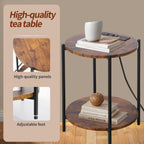 Gawicpy 2 Tier Round Side Table, Folding End Tables Coffee Table Simplistic Sofa Table Waterproof Removable Tray Table Indoor Outdoor Accent Table for Living Room Bedroom (Brown, 1pcs)