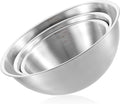 Stainless Steel Mixing Bowls 3 Packs Nesting Baking Supplies Small Thicker Stainless Steel Flat Bottom Stackable Salad Bowl Mixing Bowls Set for Cooking, Baking, Salad,Serving(1000/1500/2000ml)