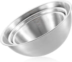 Stainless Steel Mixing Bowls 3 Packs Nesting Baking Supplies Small Thicker Stainless Steel Flat Bottom Stackable Salad Bowl Mixing Bowls Set for Cooking, Baking, Salad,Serving(1000/1500/2000ml)