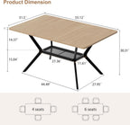 MECHYIN 55" Dining Table for 4-6, Industrial Kitchen Table with Spacious Storage Shelf, Sturdy Metal Frame Rectangle Dining Table for Dining Room, Small Apartments, Home Office
