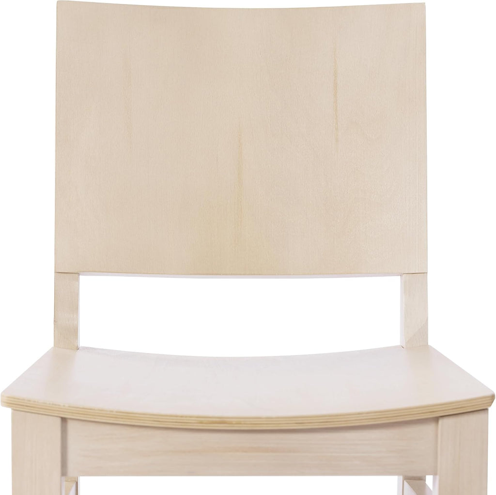 Flash Furniture Naples Commercial Solid Wood Dining Chair, Curved Backrest, Sturdy Mortise and Tenon Construction, Antique White