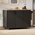 Kitchen Islands with Storage Cabinets with Drop Leaf Height-Adjustable Shelves, Floating Island Kitchen with Wheels Towel Rack， for Kitchen, Dining Room, Black