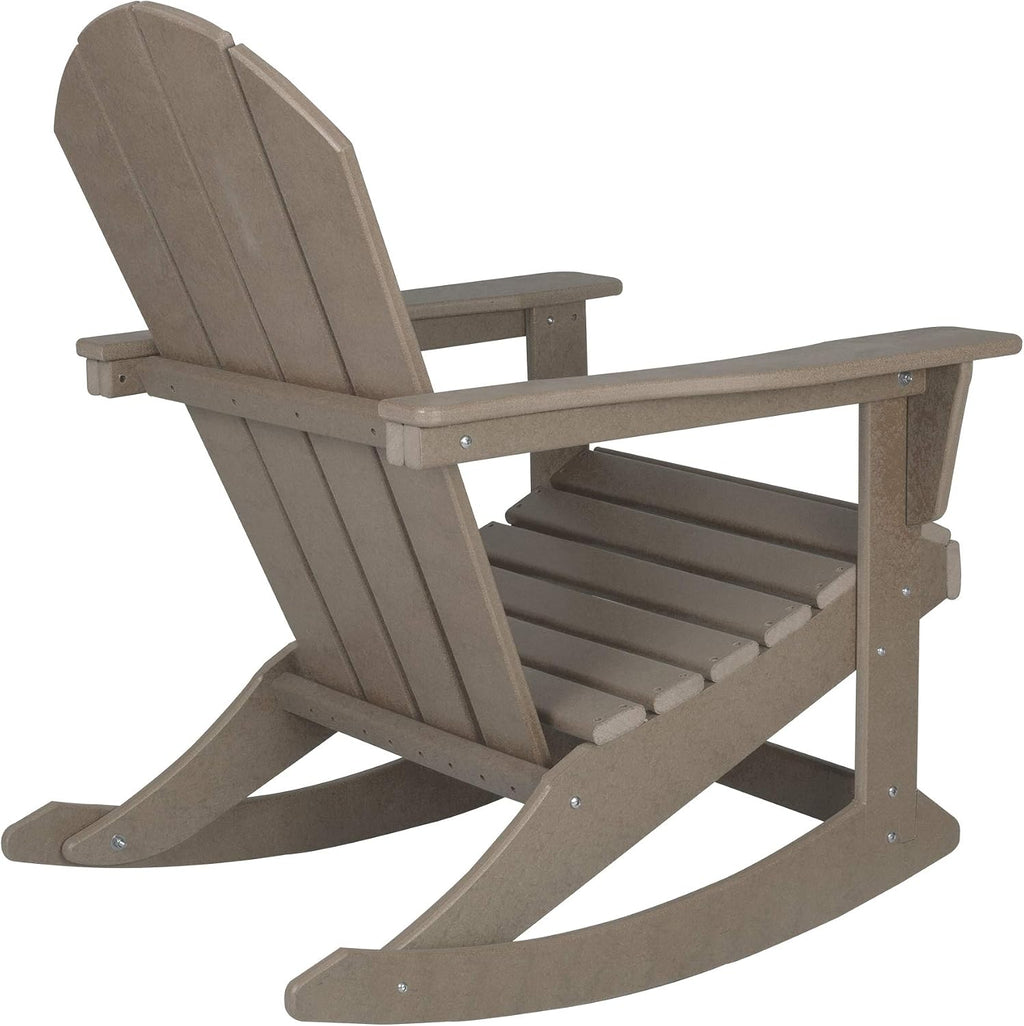 WO Home Furniture Patio Rocking Chair Set of 4 PCS Classic Outdoor HDPE UV Weather Resistant (Weathered Wood)