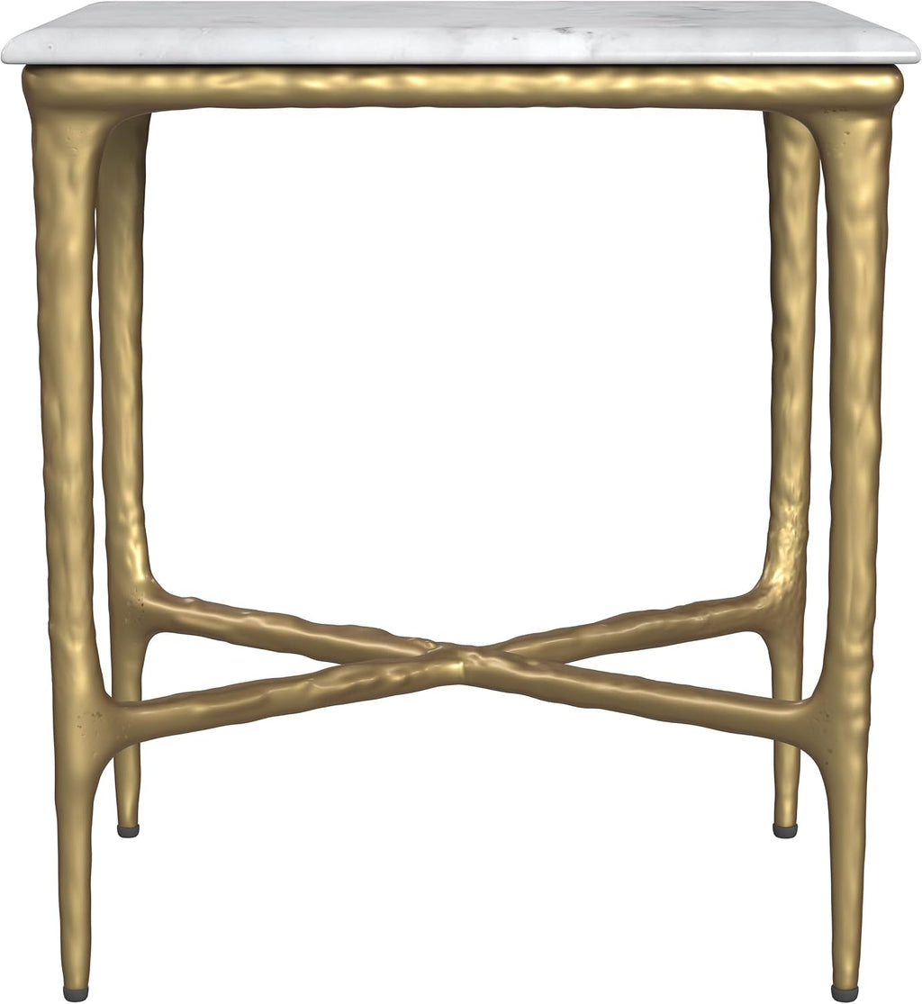 Coaster Home Furnishings Baldwin Rectangular Marble Top Side Table White and Gold