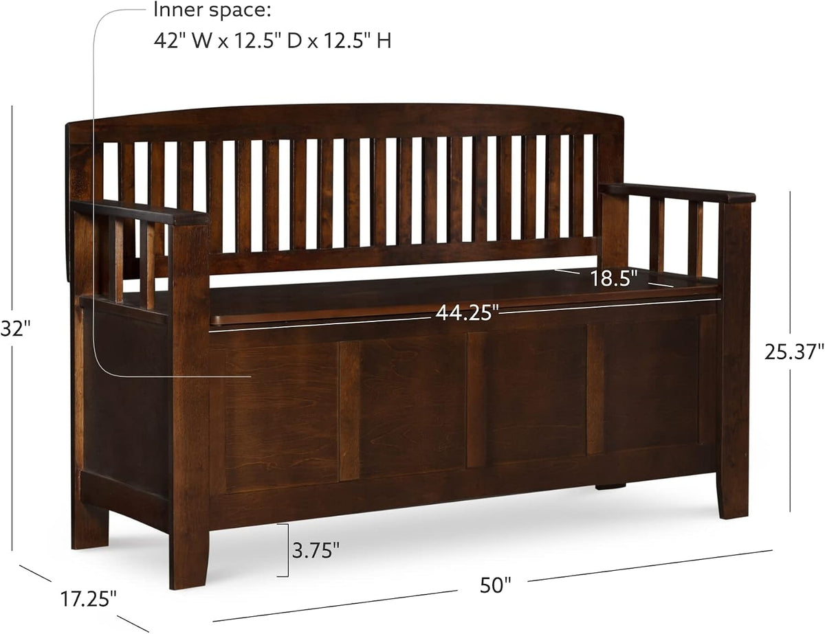 Linon Home Dcor Linon Home Decor Cynthia Storage Bench, 50"w x 17.25"d x 32"h, Walnut