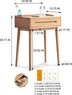 GDFStudio Solid Wood Bistro Dresser Table,Compact Storage Desk with Drawer,Easy Assembly Natural Wood Multi-Functional Table for Small Spaces,23.62" W Oak