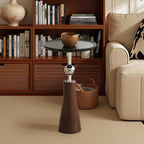Movable Small Side Table for the Living Room or Bedside—Suitable for Displaying Ornaments; Features a Wooden Base