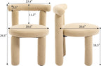 Modern Sherpa Dining Chairs Set of 4, Armless Upholstered Barrel Kitchen Chairs with Backs Comfy Accent Side Chair for Living Room, Dining Room, Reception, Camel