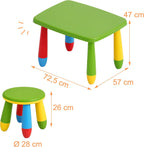 Relaxdays Children's Furniture Set, 1 Children's Table, 2 Stools, Wipe-Clean, Lightweight Plastic, Seating Corner for Children's Room, Colourful