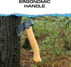 Prandi Segurin Hatchet 88 lb - Hickory Handle 11in with Leather String - Ideal for Camping, Travel and Bushcraft - Made in Italy