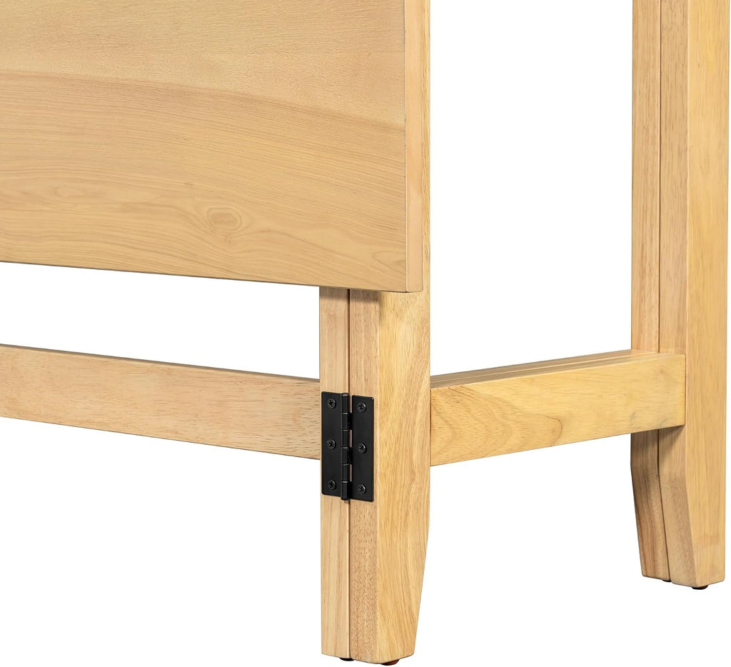 Knocbel Farmhouse 2-4 Person Rectangular Folding Dining Table, Wooden Kitchen Dining Room Bar Pub Bistro Small Space Furniture, Standard Height (Natural)