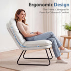 DUMOS Comfy Saucer Chair, Small Foldable Floor Chair, PU Leather | Adjustable Back Support, Bedroom, Living Room, Dorm Gaming, Small Spaces Apartment, Adults, Creamy White