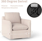 INZOY Swivel Accent Chair with Thick Padded Backrest Cushion, Swivel Reading Chair for Living Room Bedroom Small Spaces, Brown