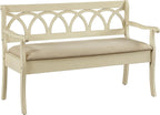 OSP Home Furnishings Coventry Solid Wood and Veneer Storage Bench, Antique White