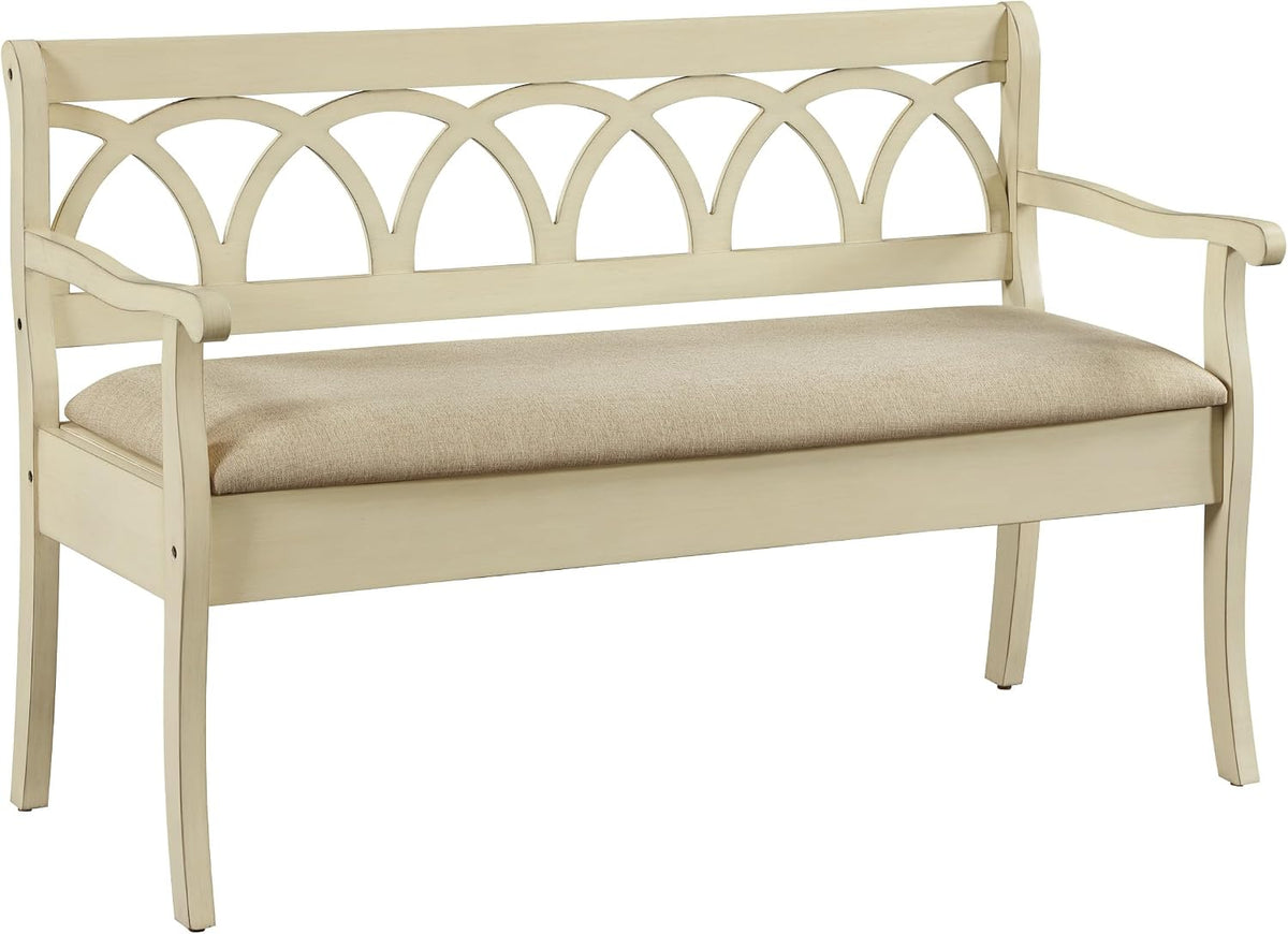 OSP Home Furnishings Coventry Solid Wood and Veneer Storage Bench, Antique White