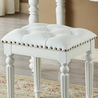 Vanity Bench Stool with Microfiber Leather Cushion, Vanity Chair Ottoman Dressing Stool with Solid Wood Legs for Bedroom, Makeup Room, Dressing Room, Easy Assembly (White)