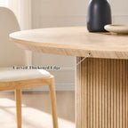 T4TREAM 47" Fluted Round Dining Table for Kitchen Living Room, Natural Oak | Mid Century Modern Kitchen Table,Seats 4-6,Thickened Edge and Sturdy Reeded Pedestal Base