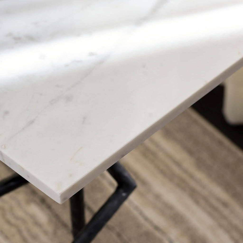 SAFAVIEH Home Collection - Warso White & Black Marble Accent Table, Sculptural Side Table, Fully Assembled (ACC3751A)