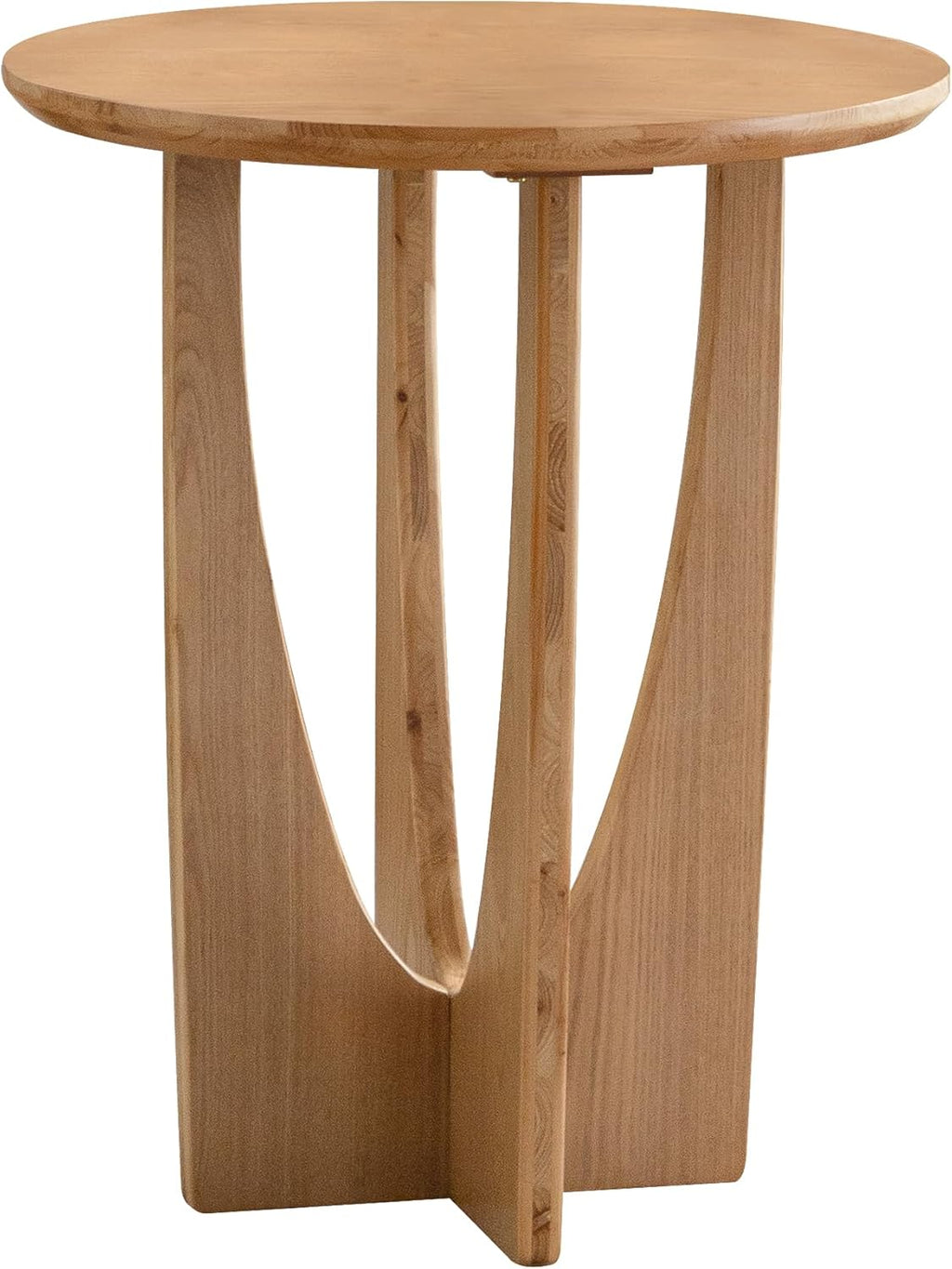 Wood Side Table, Modern Round End Table with Curved Leg, Mid-Century 24.80" Bedside Table for Living Room Bedroom Office