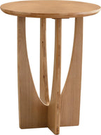 Wood Side Table, Modern Round End Table with Curved Leg, Mid-Century 24.80" Bedside Table for Living Room Bedroom Office