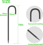 27 Pieces 16-Inch Garden Ground Stakes Galvanized Steel J Shape Hook Rebar Stake - Heavy Duty Anchors for Tents, Position Kits,Fences, and Trampolines