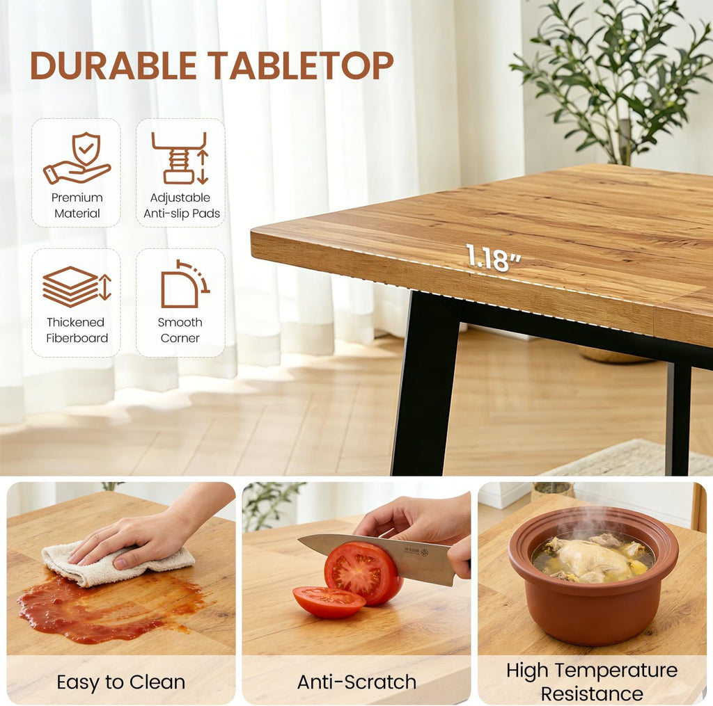 Extendable Dining Table for 4 to 8 People, 47.2" to 63" Modern Kitchen Table with Removable Extension Leaf, MDF Expandable Dining Room Table Compact for Small Spaces, Walnut