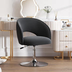 Furniliving Vanity Chair, Salon Chair Flexible Round-Back, 360° Accent Chair with Plated Frame Height Adjustable Swivel Chairs for Living Room, Bedroom, Lounge Pub Bar, Velvet, Black