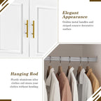 Hlivelood Large Armoire Wardrobe Closet Cabinet with Drawers and LED Lights, Multi-Tier Shelves, Hanging Rod, Large Capacity Storage 4 Door Wardrobe Armoire with Top Cabinet for Bedroom, White
